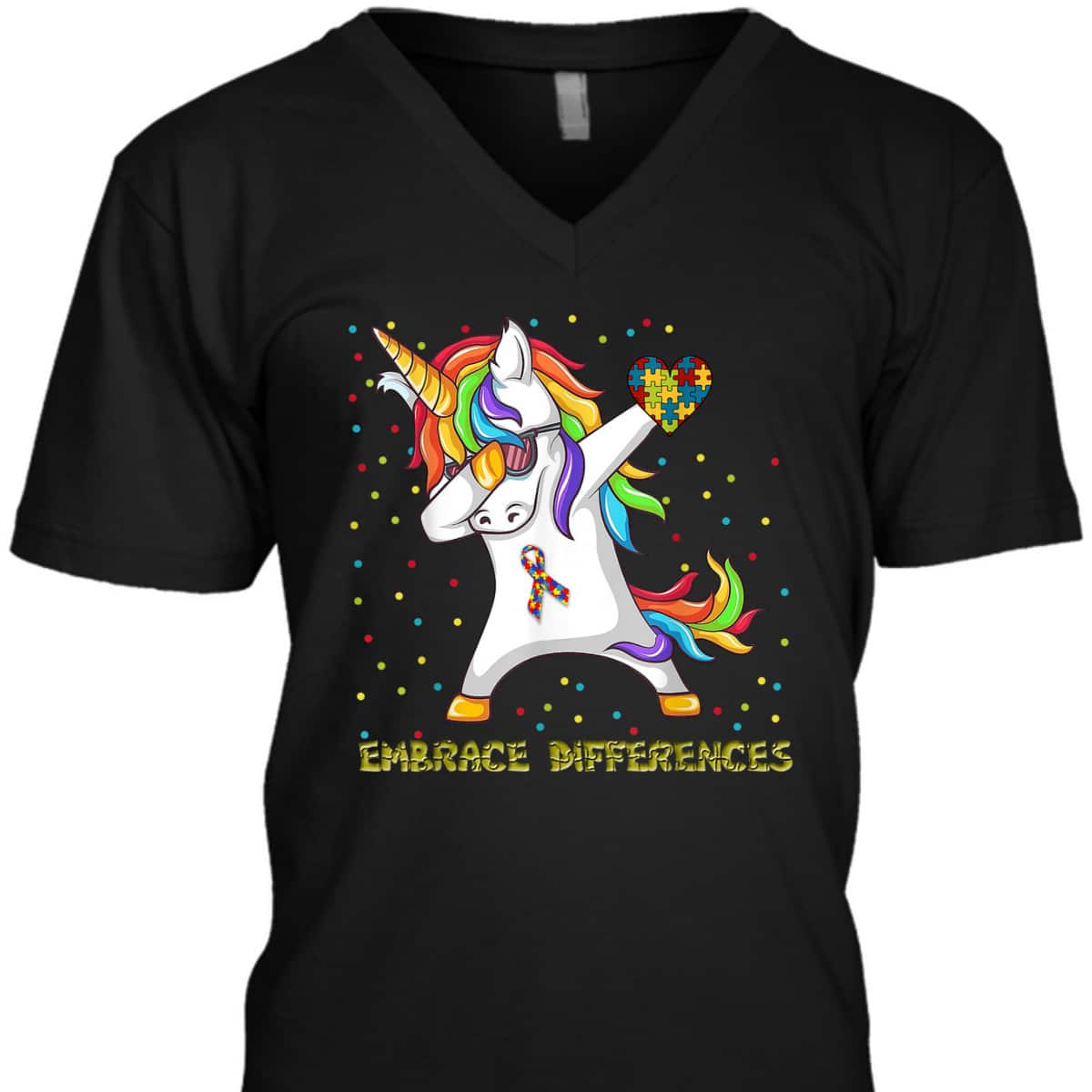 Embrace Differences Unicorn Dabbing Puzzle Autism Awareness T-Shirt Embrace Differences Unicorn Dabbing Puzzle Autism Awareness T-Shirt