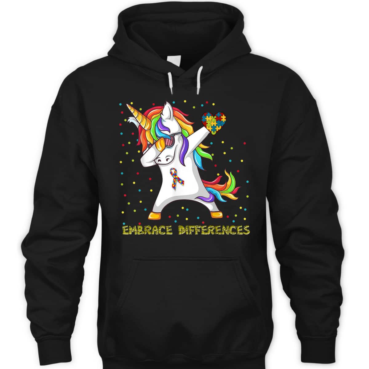 Embrace Differences Unicorn Dabbing Puzzle Autism Awareness T-Shirt