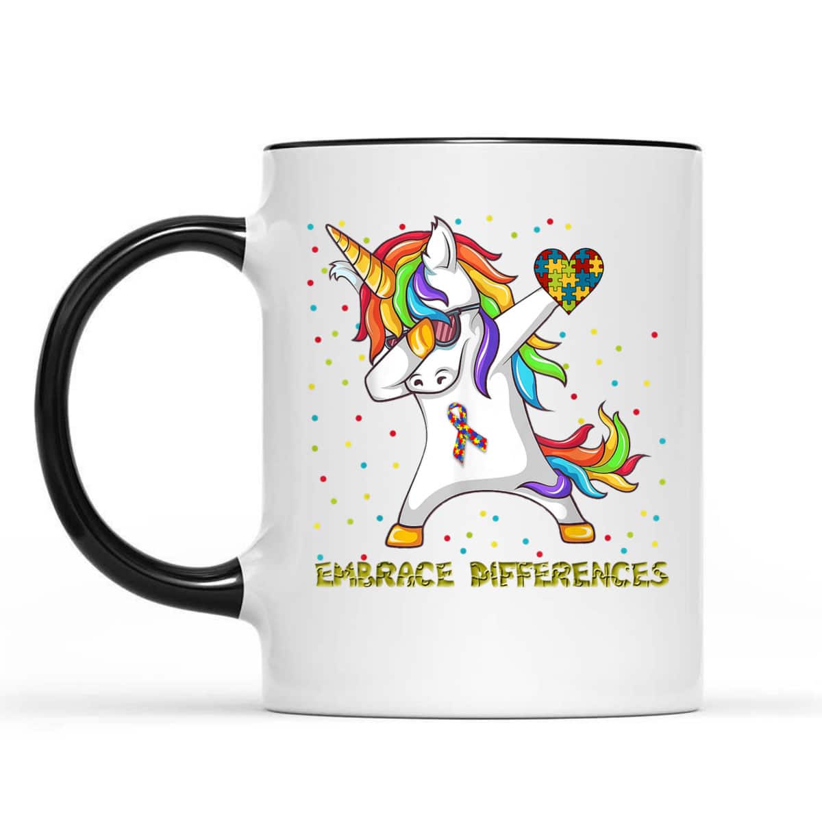Embrace Differences Unicorn Dabbing Puzzle Autism Awareness T-Shirt