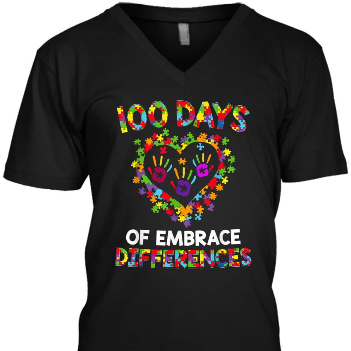 Happy 100th Day 100 Days Of School Autism Awareness T-Shirt