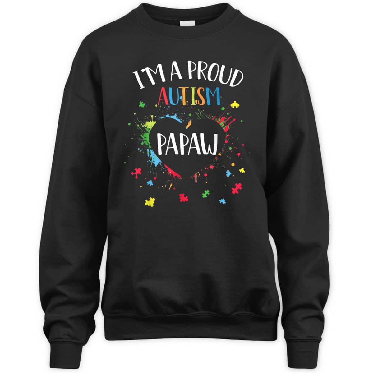 Mens Puzzle Heart I'm A Proud Autism Papaw Autism Awareness T-Shirt