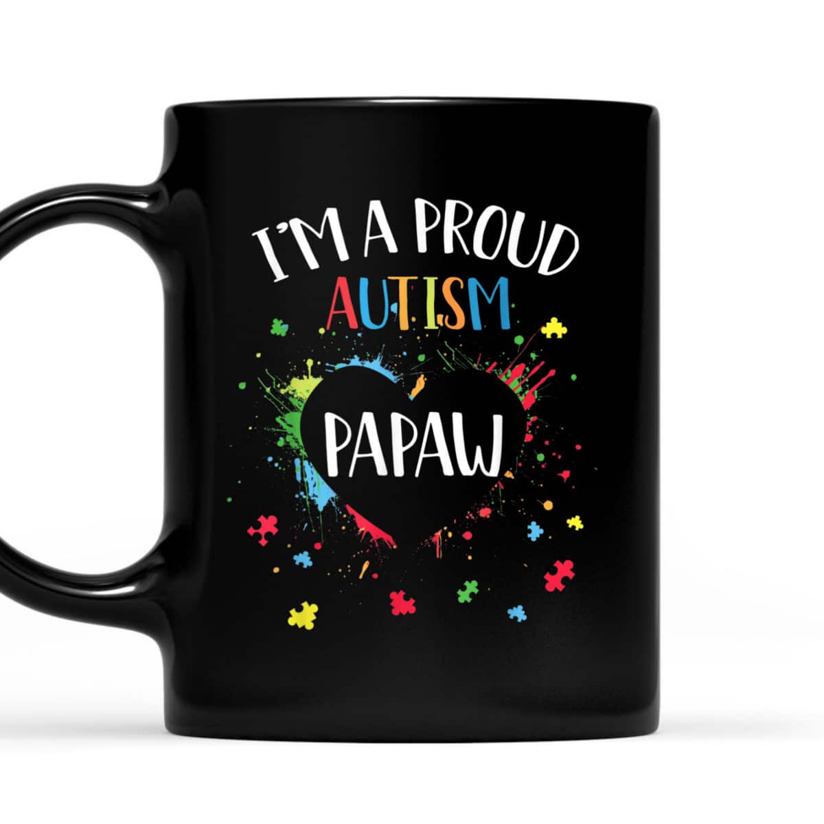 Mens Puzzle Heart I'm A Proud Autism Papaw Autism Awareness T-Shirt