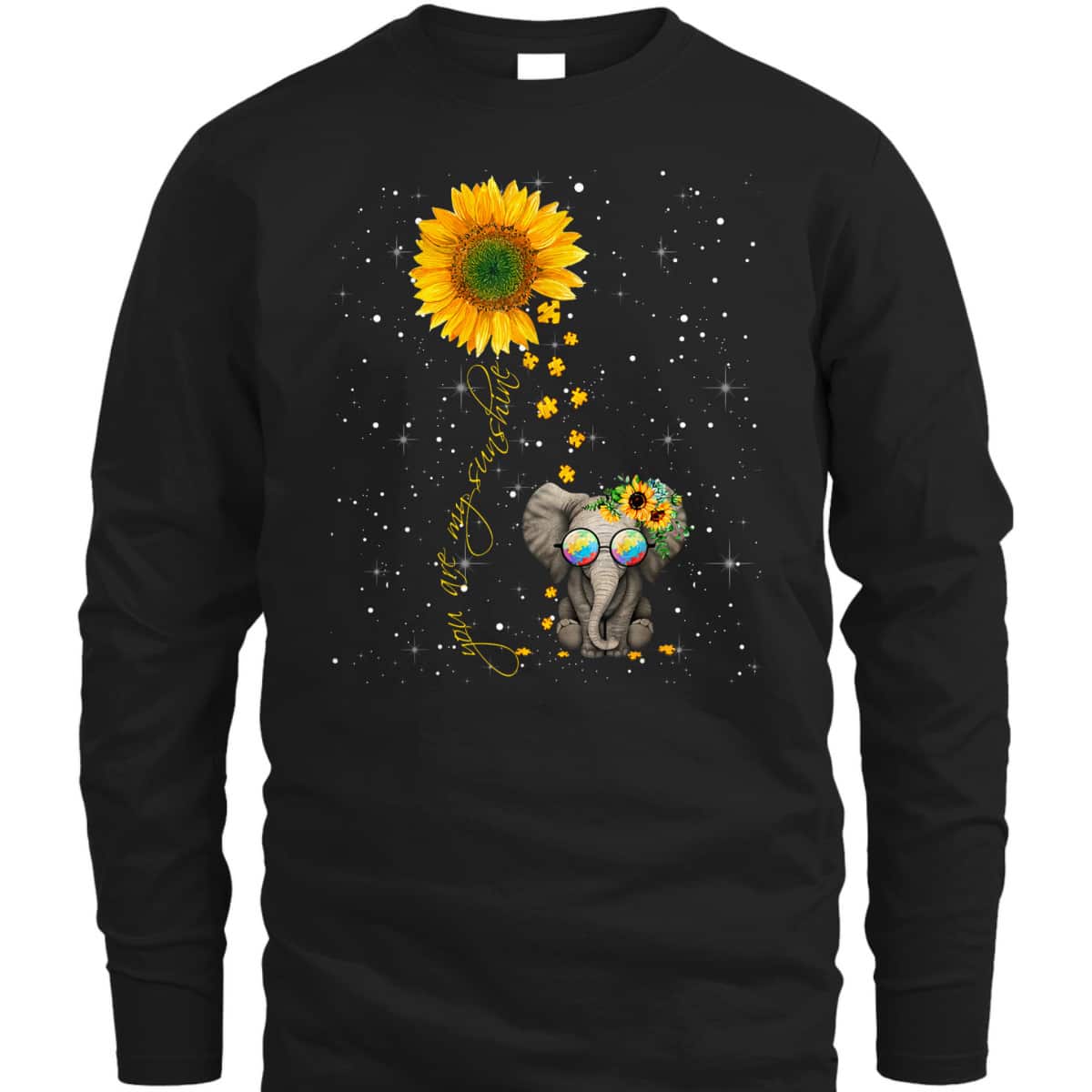 You Are My Sunshine Autism Awareness Sunflower Elephant T-Shirt