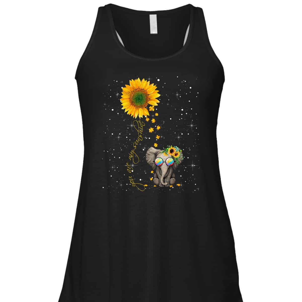 You Are My Sunshine Autism Awareness Sunflower Elephant T-Shirt