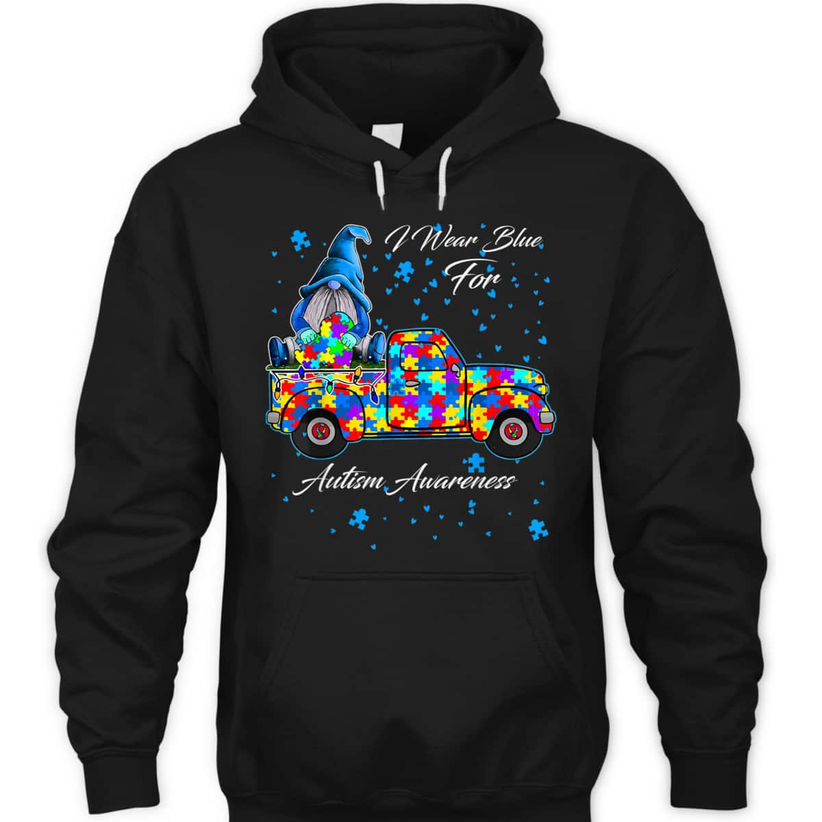 I Wear Blue For Autism Awareness Gnomes Heart Autism Gifts T-Shirt