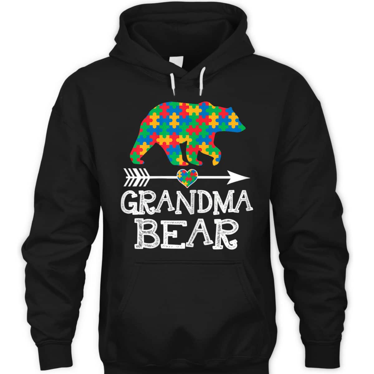 Womens Grandma Bear Autism Family Grandma Autism Awareness T-Shirt