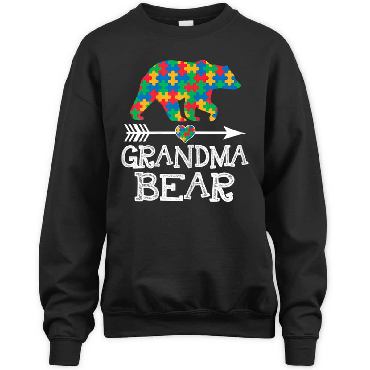 Womens Grandma Bear Autism Family Grandma Autism Awareness T-Shirt