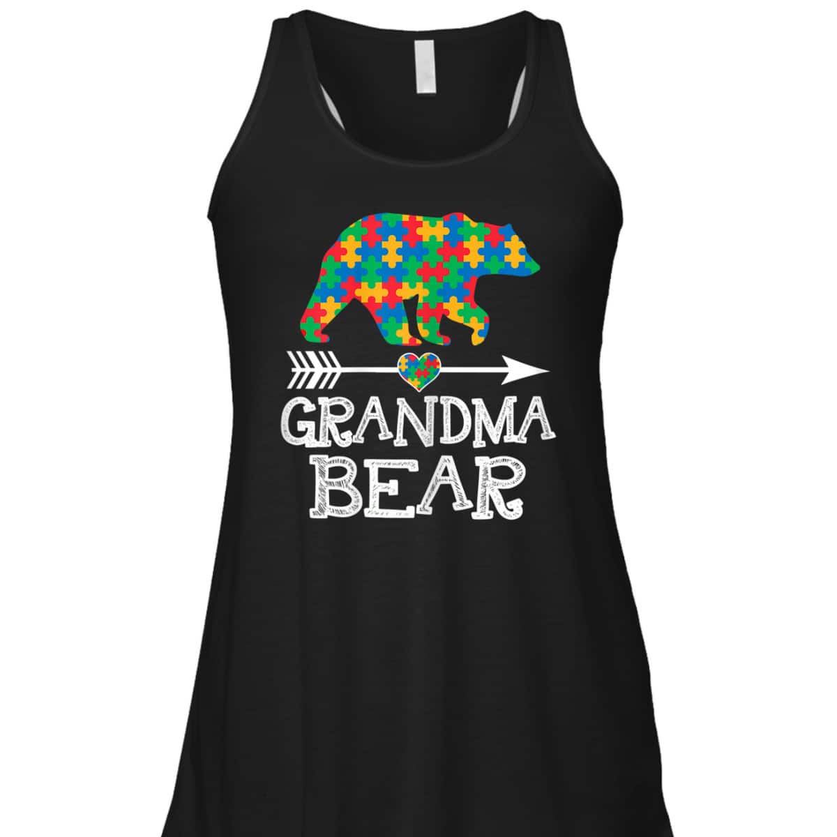 Womens Grandma Bear Autism Family Grandma Autism Awareness T-Shirt
