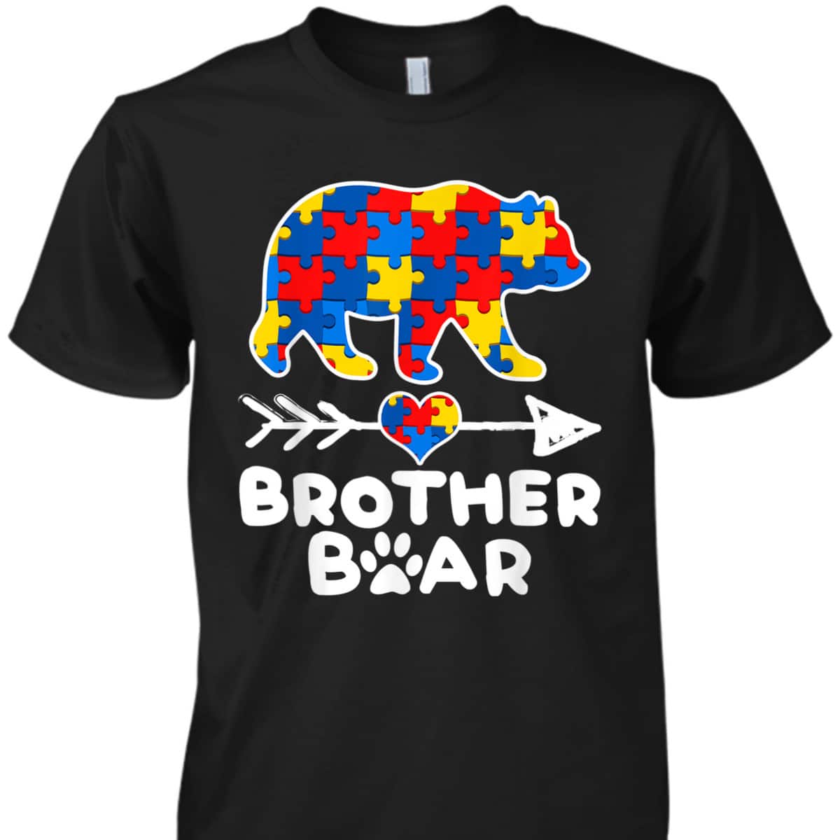 Brother Bear Puzzle Piece Autism Awareness Family Gifts T-Shirt
