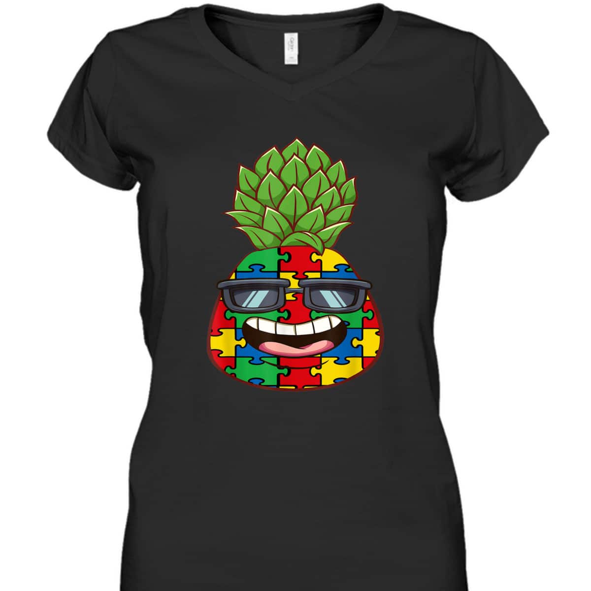 Pineapple Puzzle Piece Autism Awareness Funny Hawaiian T-Shirt