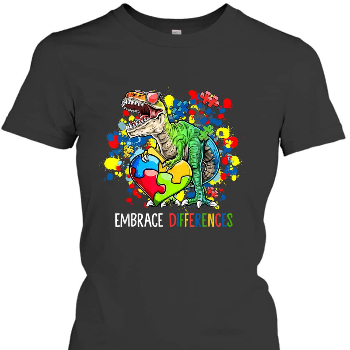 Dinosaur Puzzle Piece Autism Awareness For Boys T-Shirt