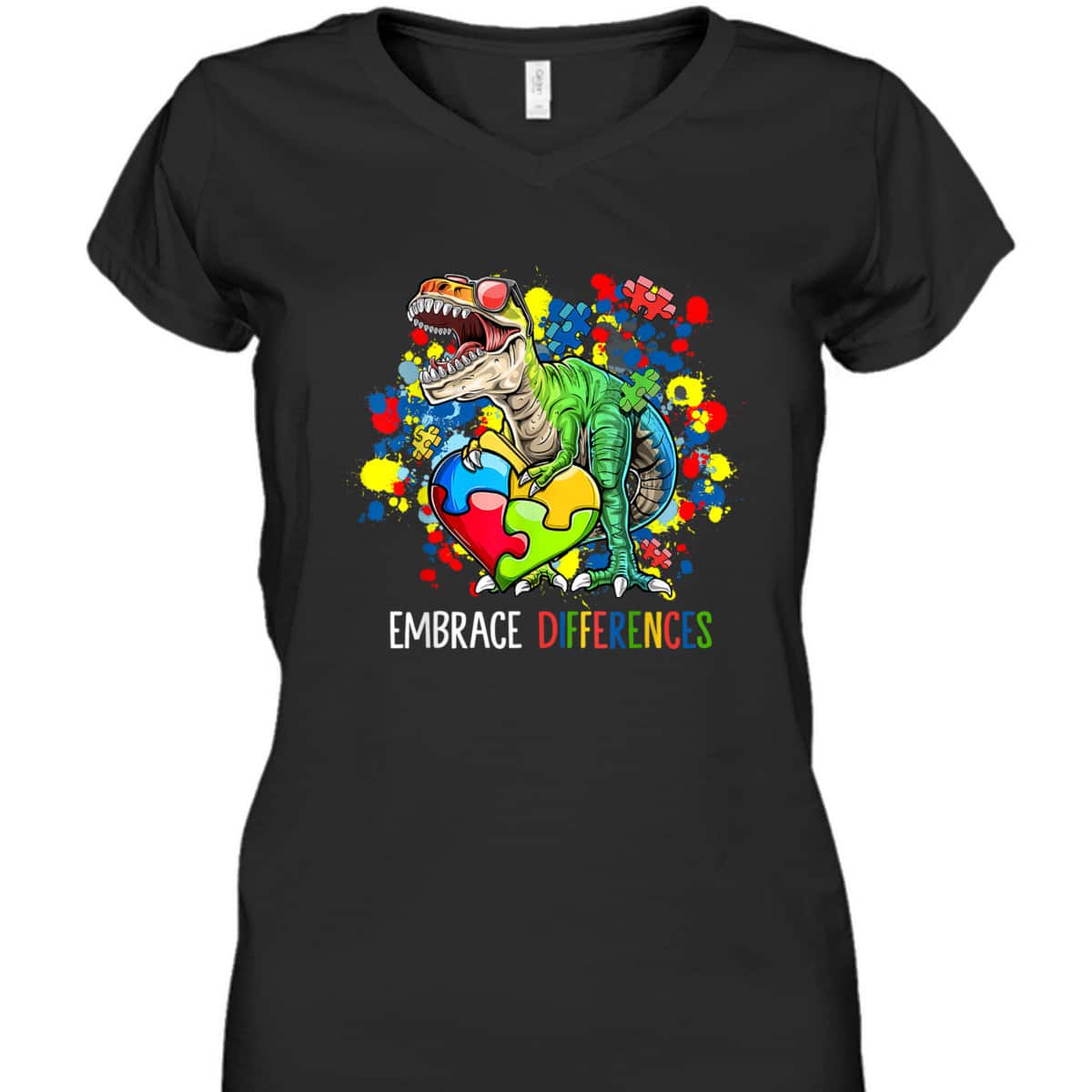 Dinosaur Puzzle Piece Autism Awareness For Boys T-Shirt
