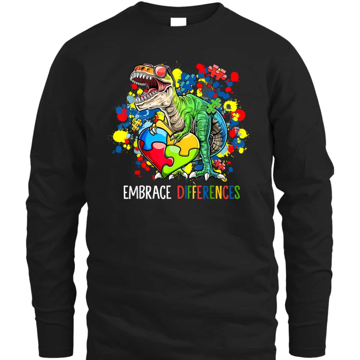 Dinosaur Puzzle Piece Autism Awareness For Boys T-Shirt