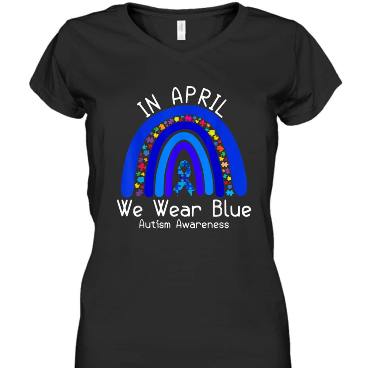 Autism Rainbow In April We Wear Blue Autism Awareness T-Shirt