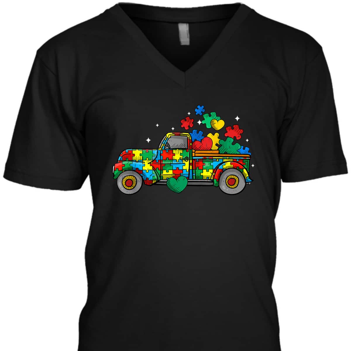 Funny Truck Puzzle Pieces Autism Awareness Month T-Shirt