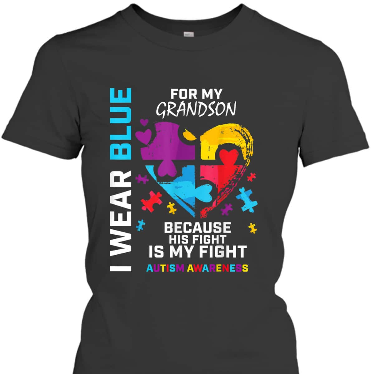 Grandma Grandpa I Wear Blue For My Grandson Autism Awareness T-Shirt Grandma Grandpa I Wear Blue For My Grandson Autism Awareness T-Shirt