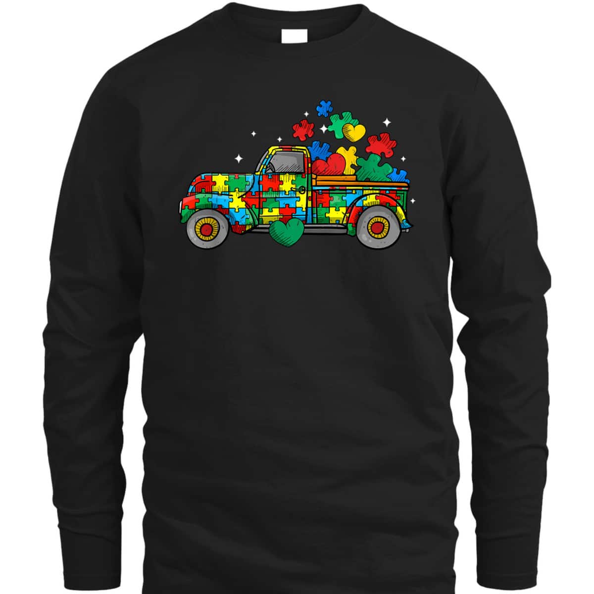 Funny Truck Puzzle Pieces Autism Awareness Month T-Shirt