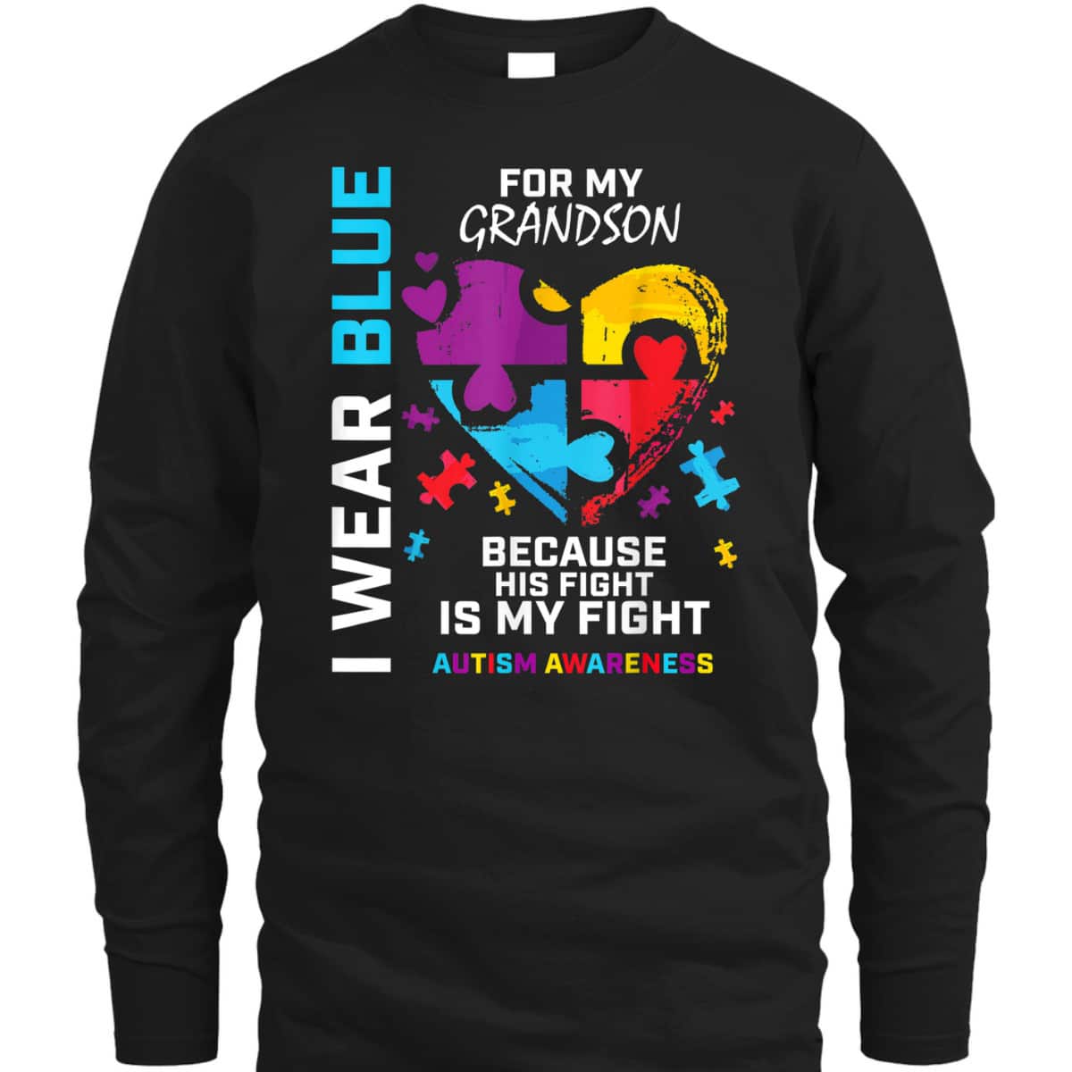 Grandma Grandpa I Wear Blue For My Grandson Autism Awareness T-Shirt Grandma Grandpa I Wear Blue For My Grandson Autism Awareness T-Shirt