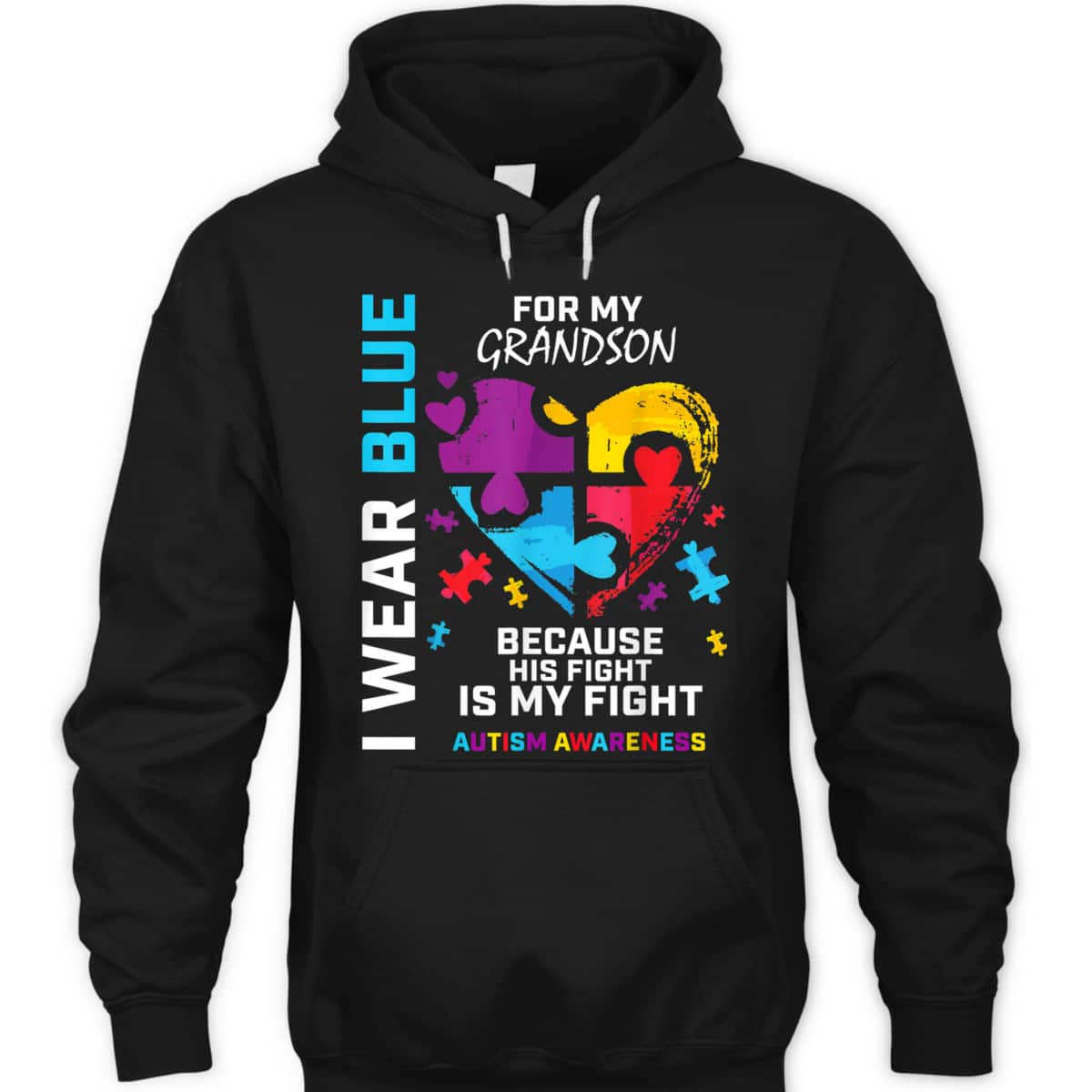 Grandma Grandpa I Wear Blue For My Grandson Autism Awareness T-Shirt