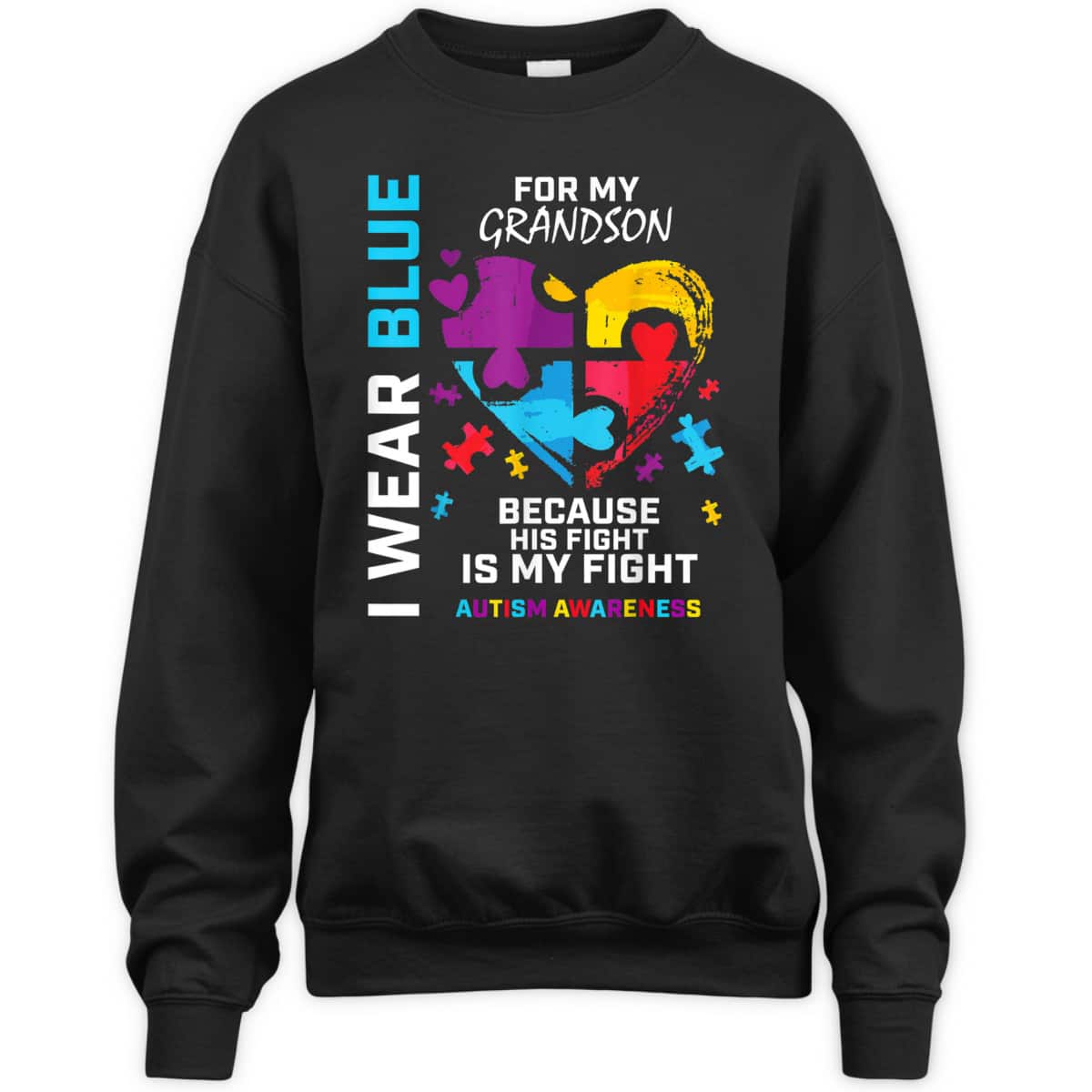 Grandma Grandpa I Wear Blue For My Grandson Autism Awareness T-Shirt