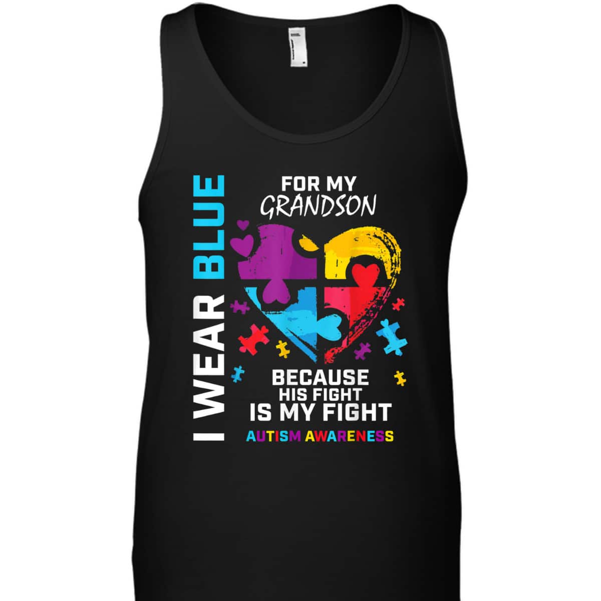 Grandma Grandpa I Wear Blue For My Grandson Autism Awareness T-Shirt