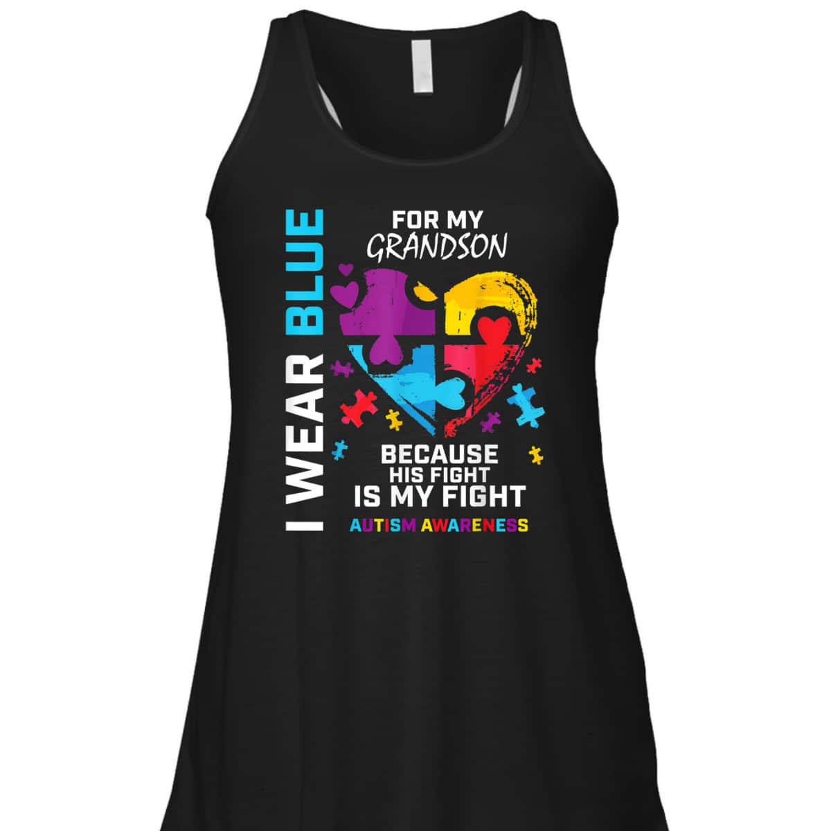 Grandma Grandpa I Wear Blue For My Grandson Autism Awareness T-Shirt