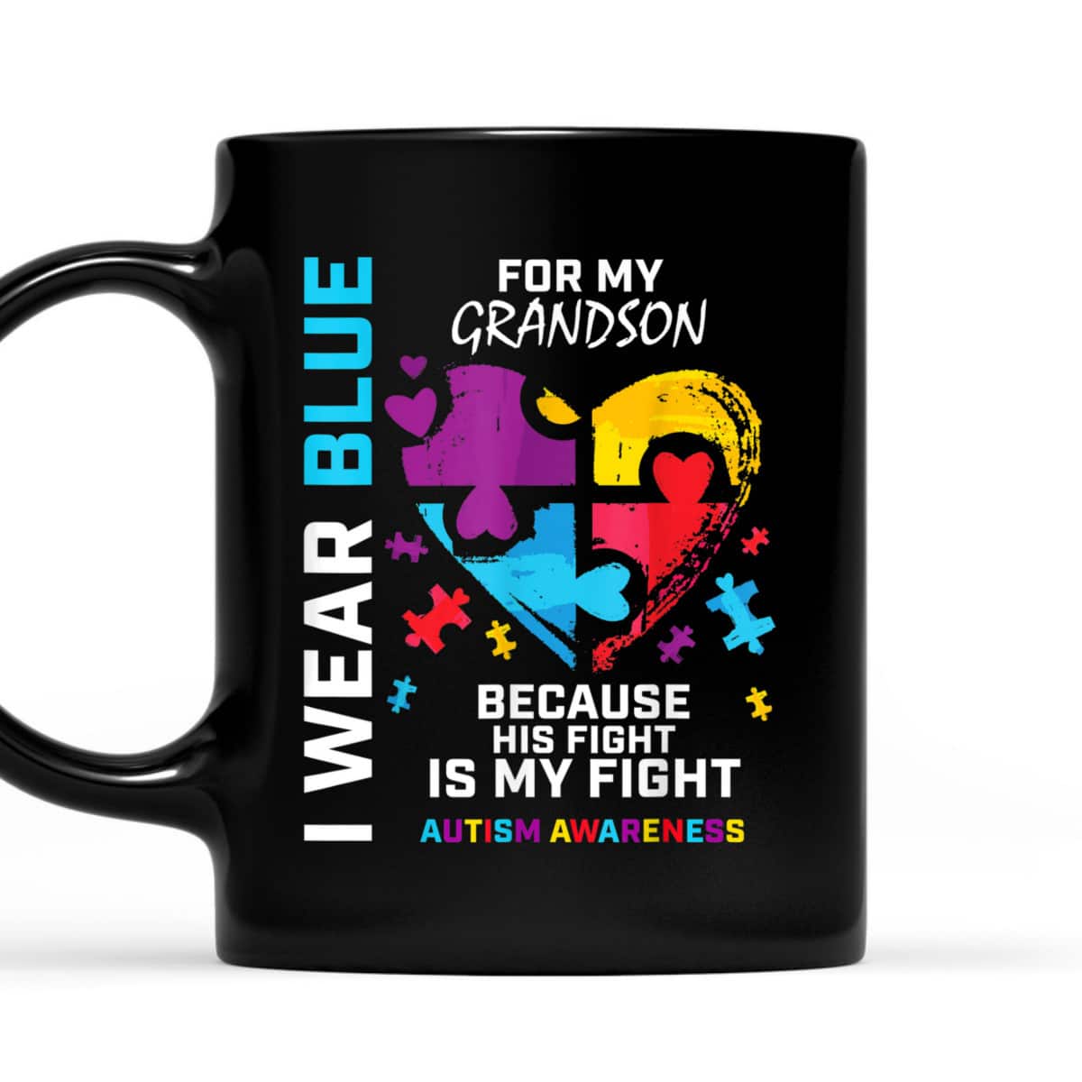 Grandma Grandpa I Wear Blue For My Grandson Autism Awareness T-Shirt