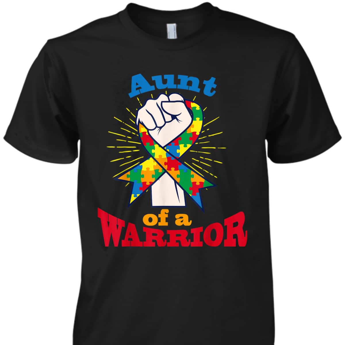 Aunt Of A Warrior Puzzle Ribbon Cool Autism Awareness Gift T-Shirt