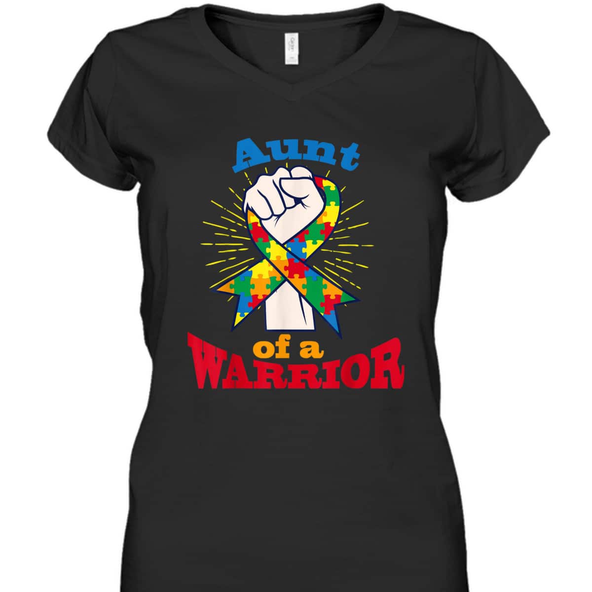 Aunt Of A Warrior Puzzle Ribbon Cool Autism Awareness Gift T-Shirt