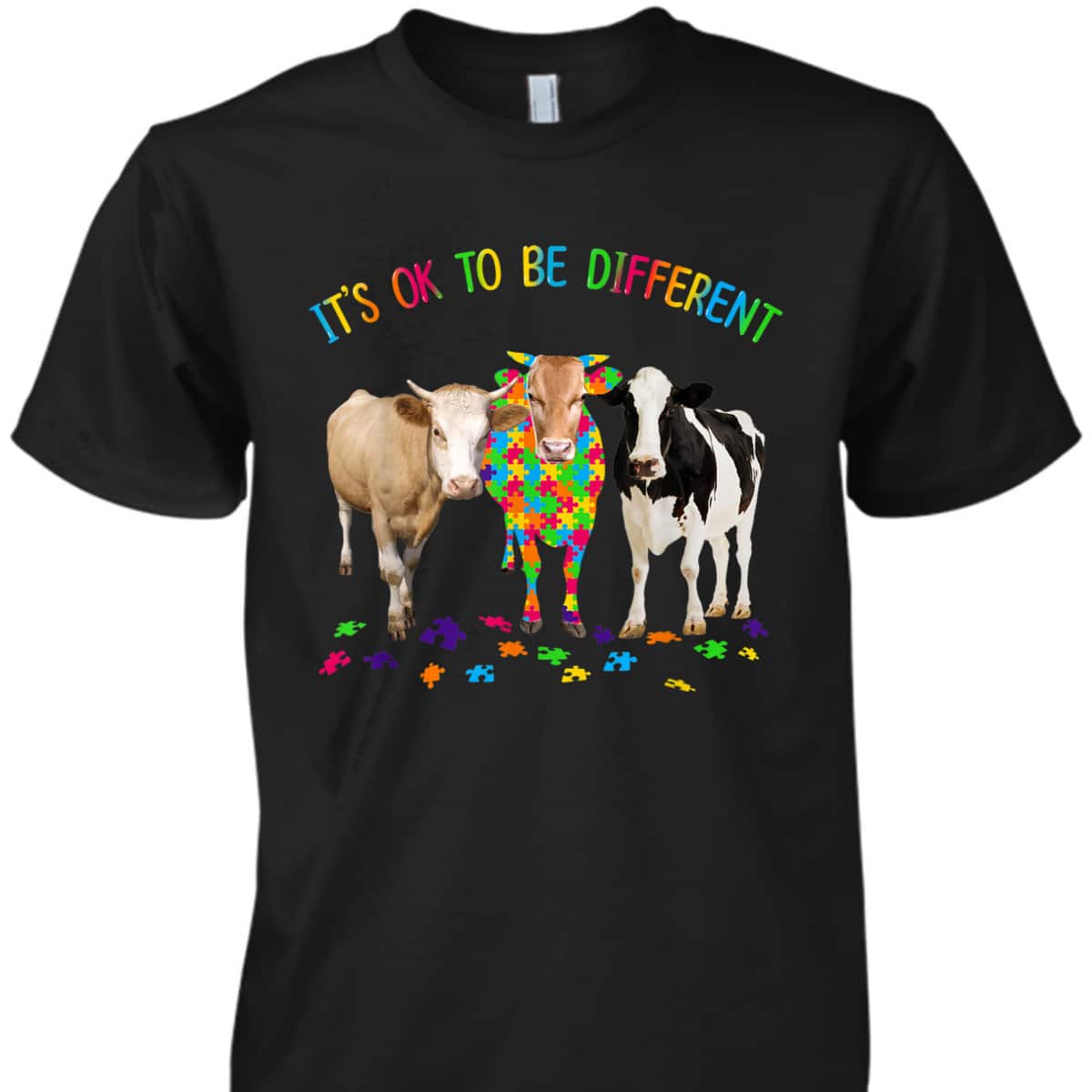 It's Ok To Be Different Autism Awareness Cow Autism T-Shirt