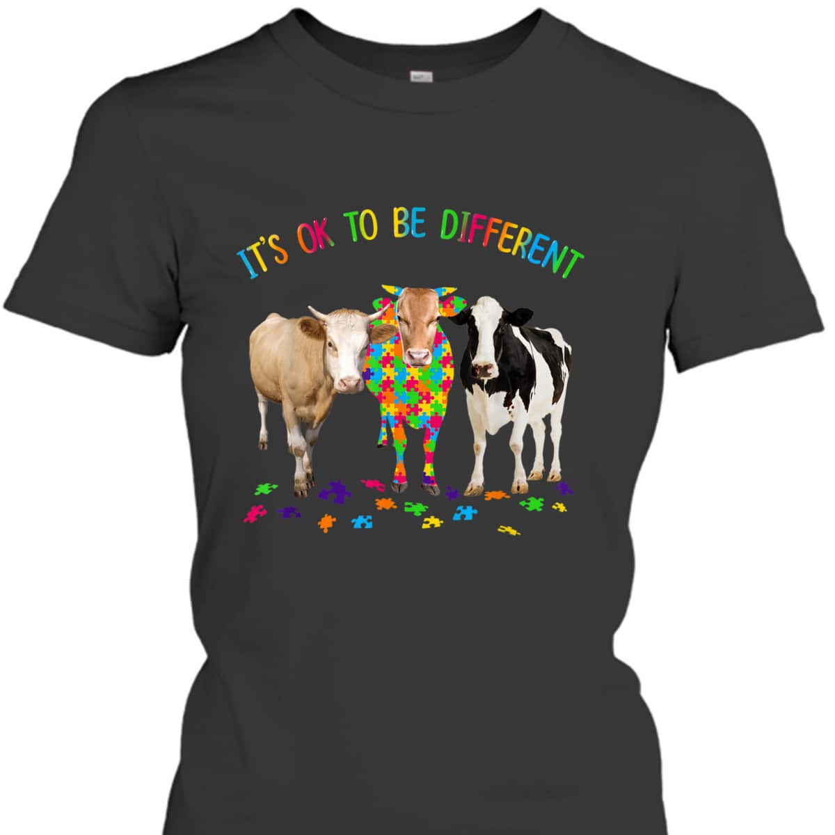It's Ok To Be Different Autism Awareness Cow Autism T-Shirt