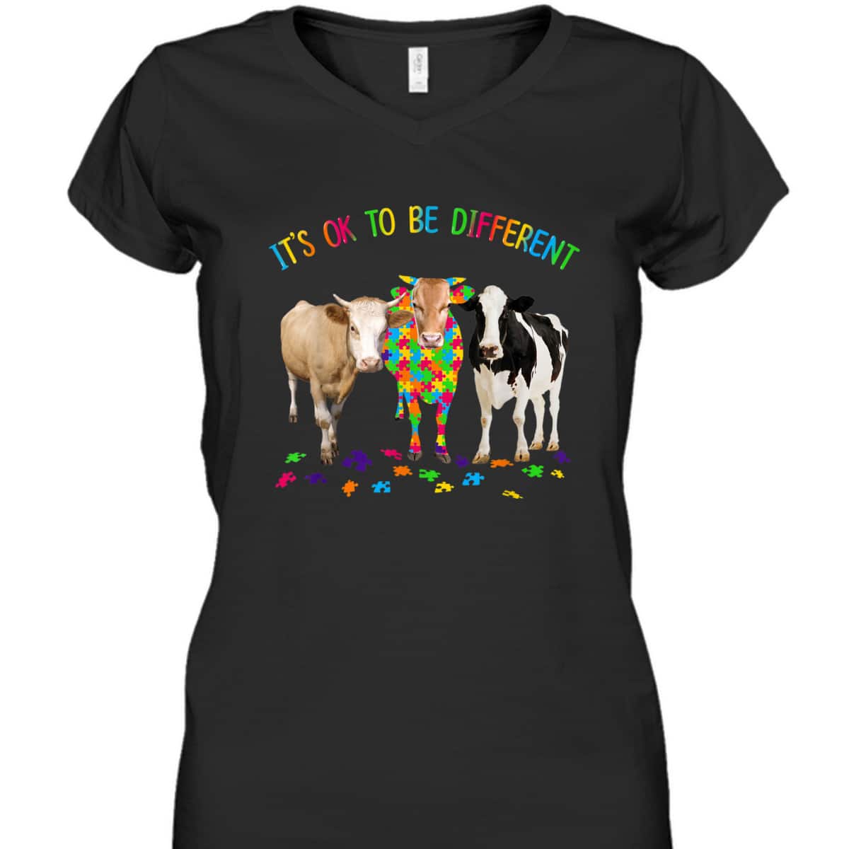It's Ok To Be Different Autism Awareness Cow Autism T-Shirt