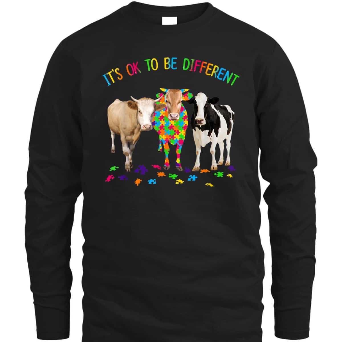 It's Ok To Be Different Autism Awareness Cow Autism T-Shirt