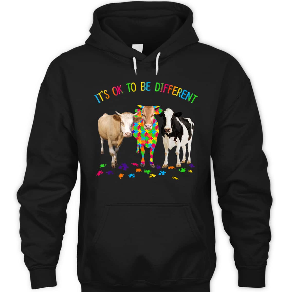 It's Ok To Be Different Autism Awareness Cow Autism T-Shirt