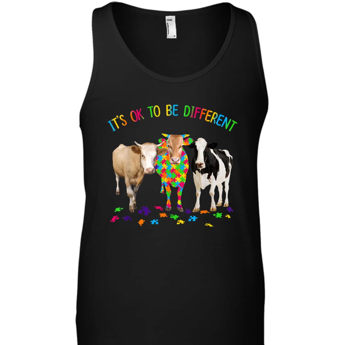 It's Ok To Be Different Autism Awareness Cow Autism T-Shirt