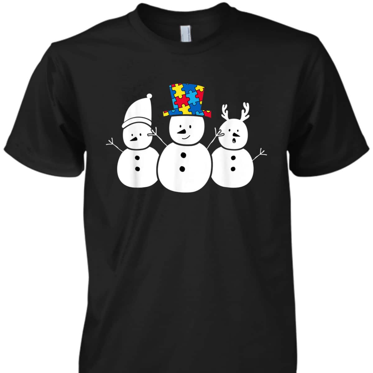 Be Different Christmas Autism For Kids Women Snowman T-Shirt