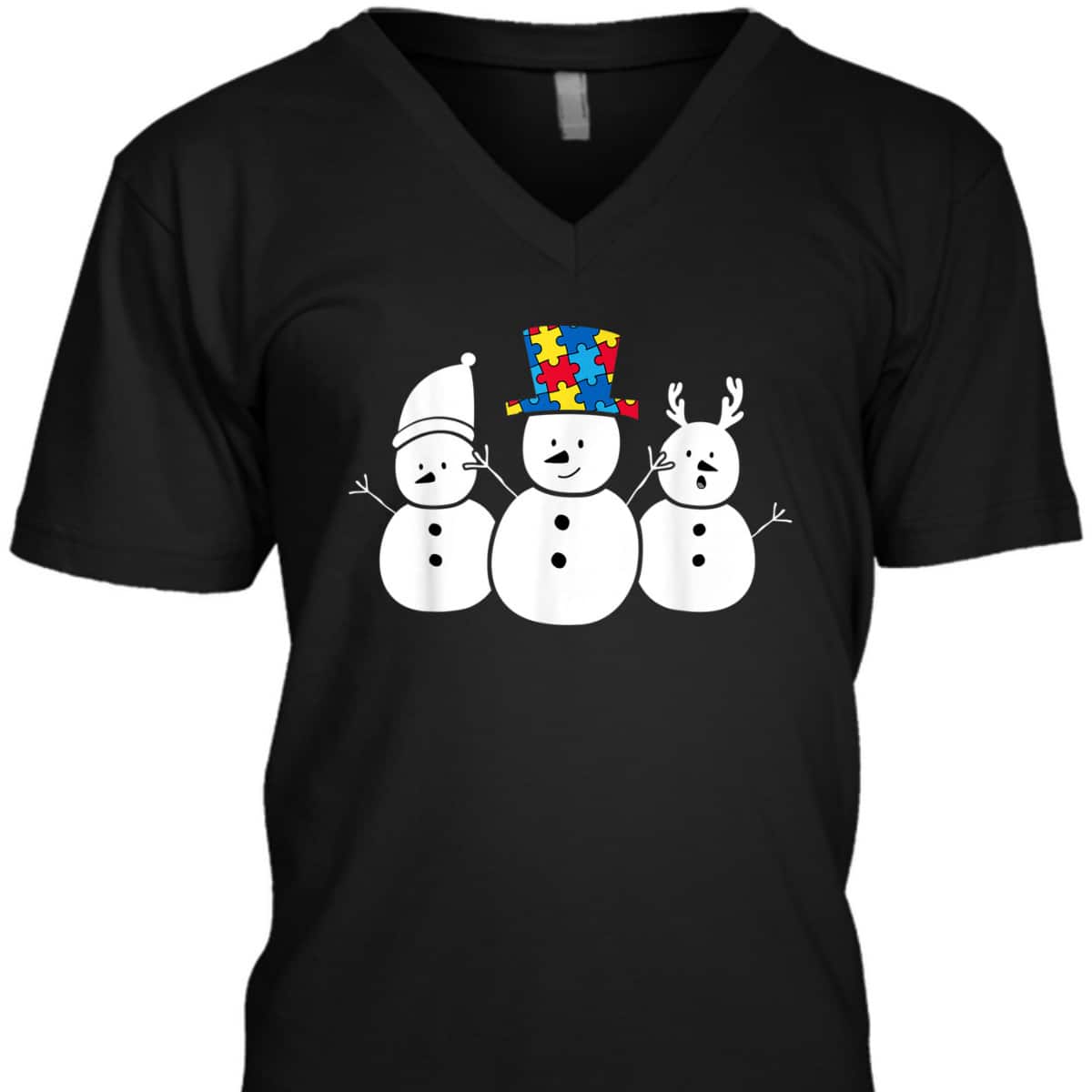 Be Different Christmas Autism For Kids Women Snowman T-Shirt
