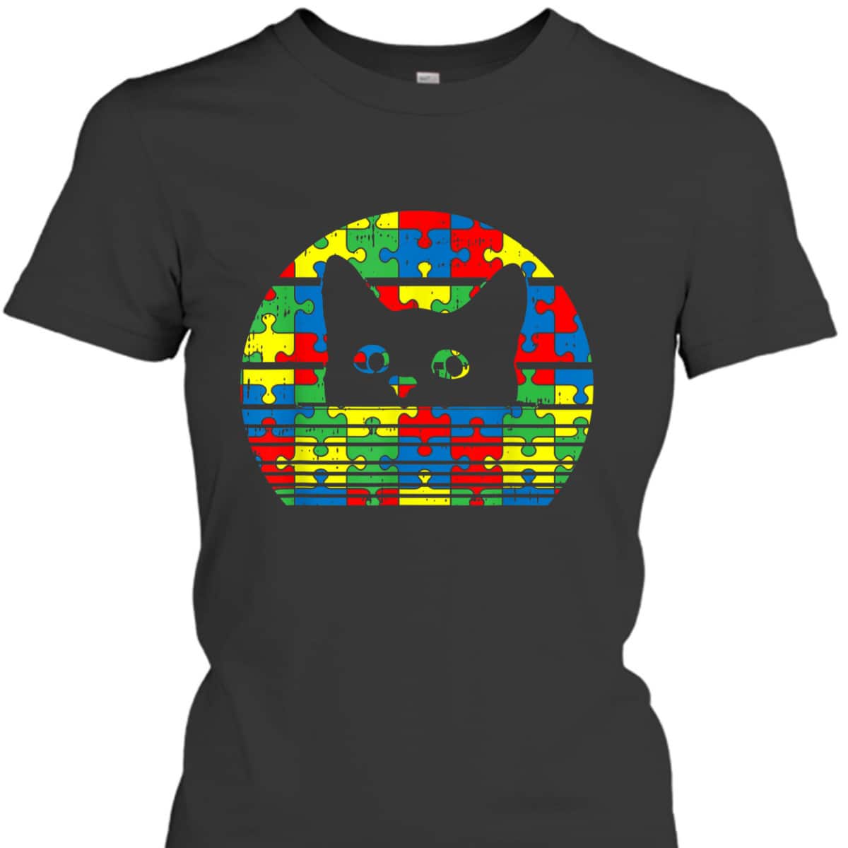 Black Cat Autism Awareness Gifts For Kids Cute Kitten Kitty T-Shirt