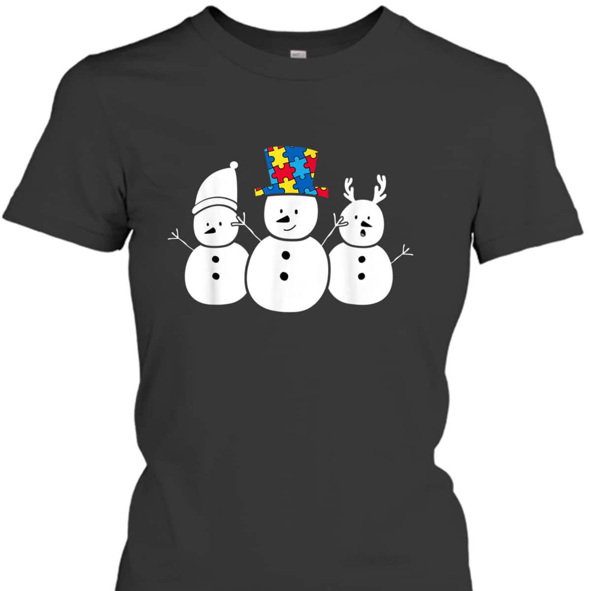 Be Different Christmas Autism For Kids Women Snowman T-Shirt
