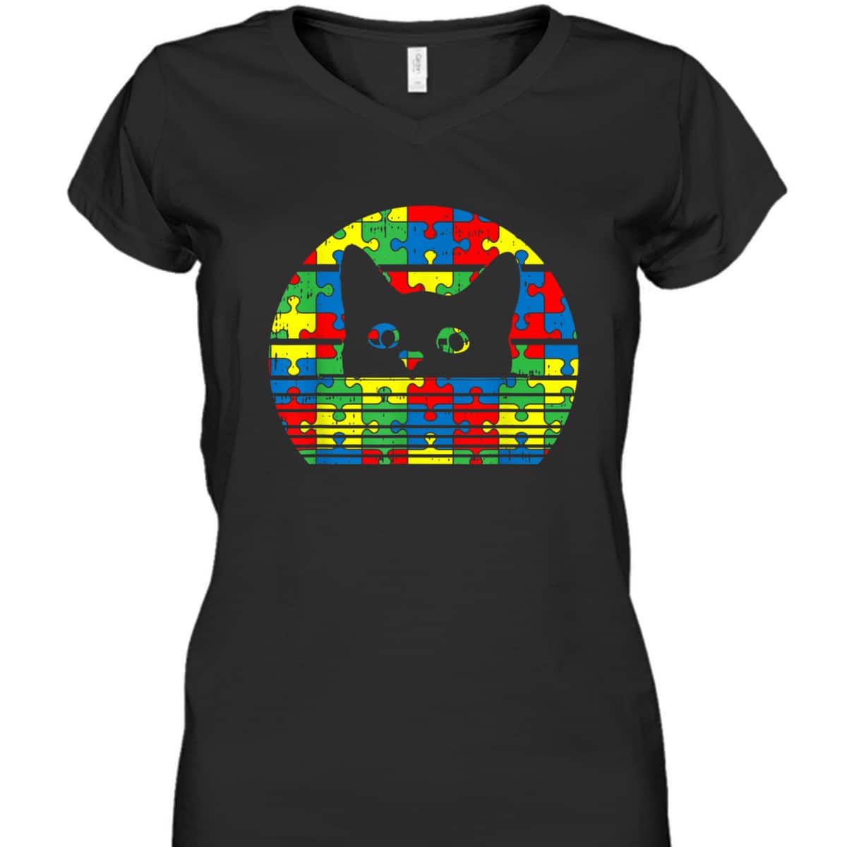 Black Cat Autism Awareness Gifts For Kids Cute Kitten Kitty T-Shirt