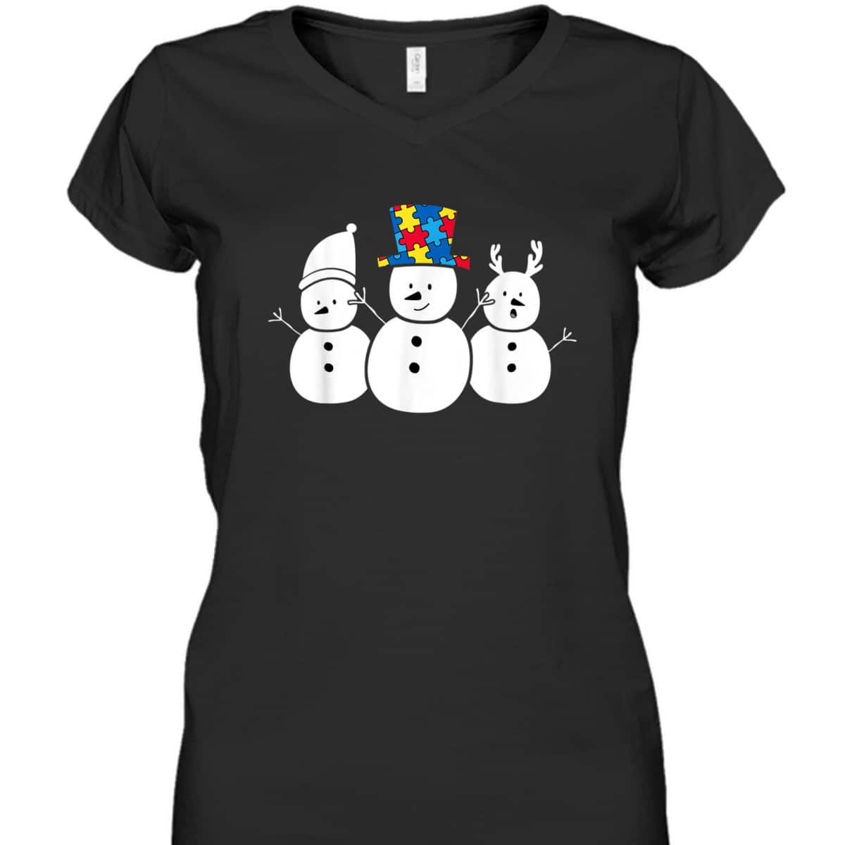 Be Different Christmas Autism For Kids Women Snowman T-Shirt