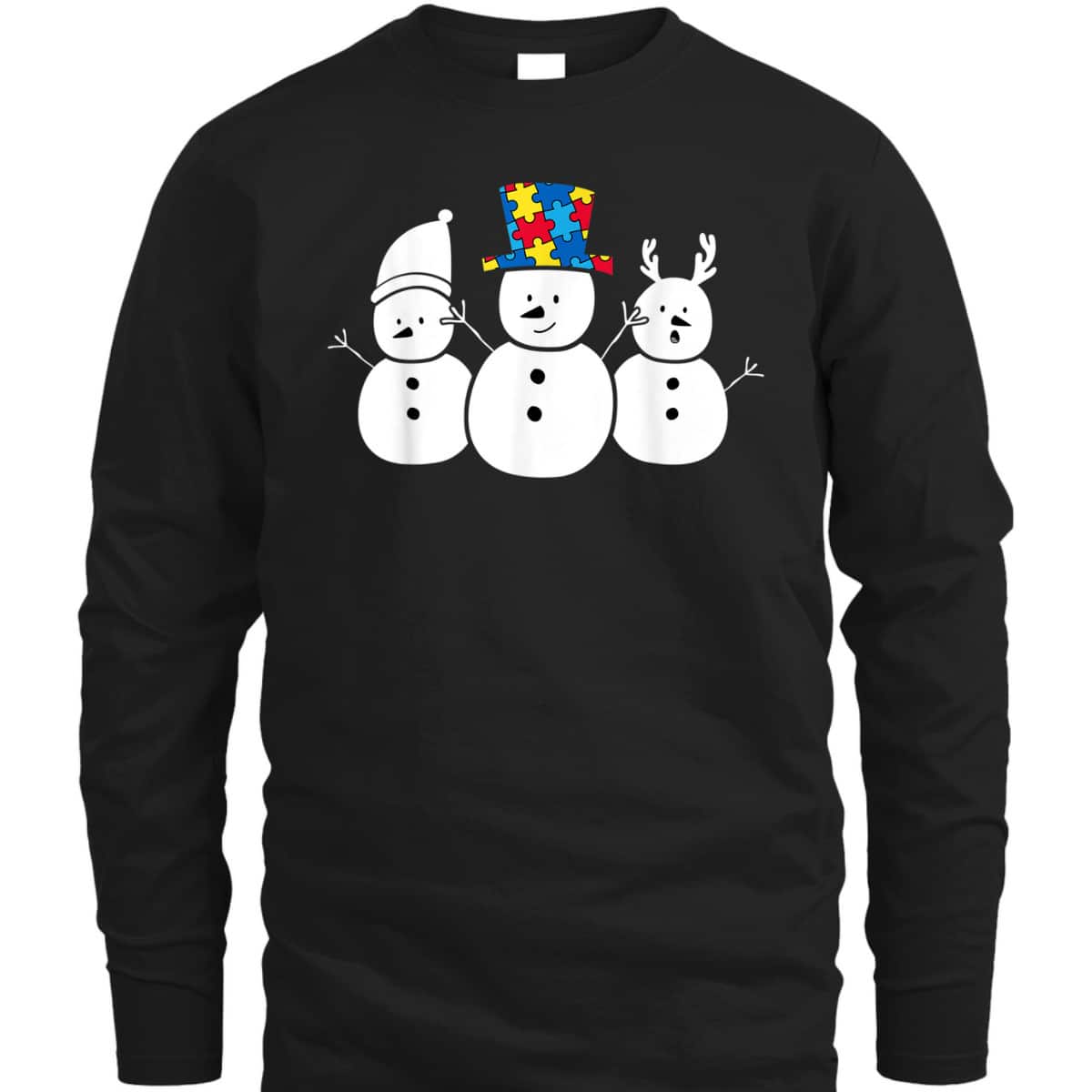 Be Different Christmas Autism For Kids Women Snowman T-Shirt