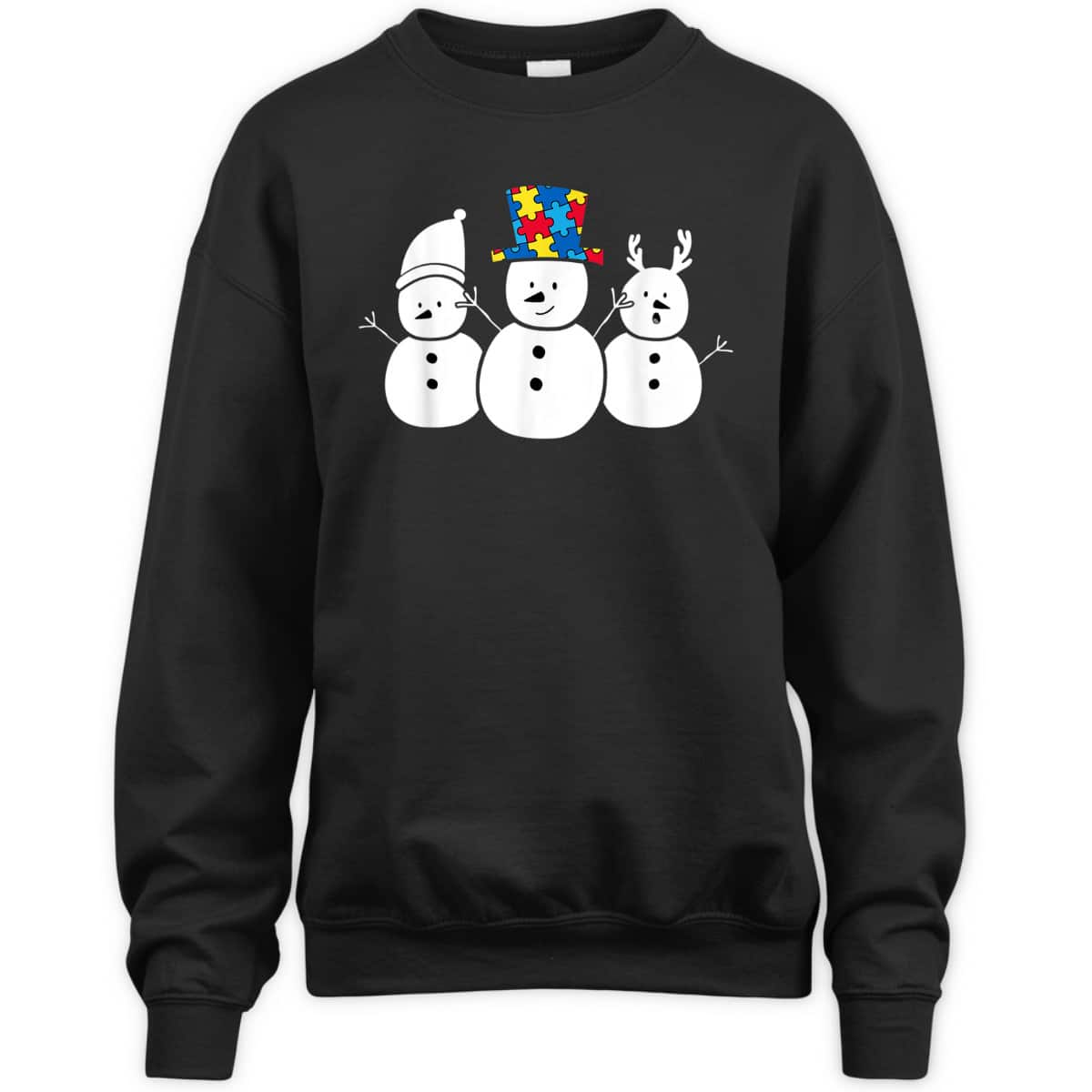 Be Different Christmas Autism For Kids Women Snowman T-Shirt