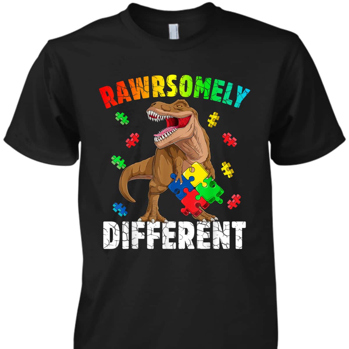 Rawrsomely Different For Autism Awareness T-Shirt Rawrsomely Different For Autism Awareness T-Shirt