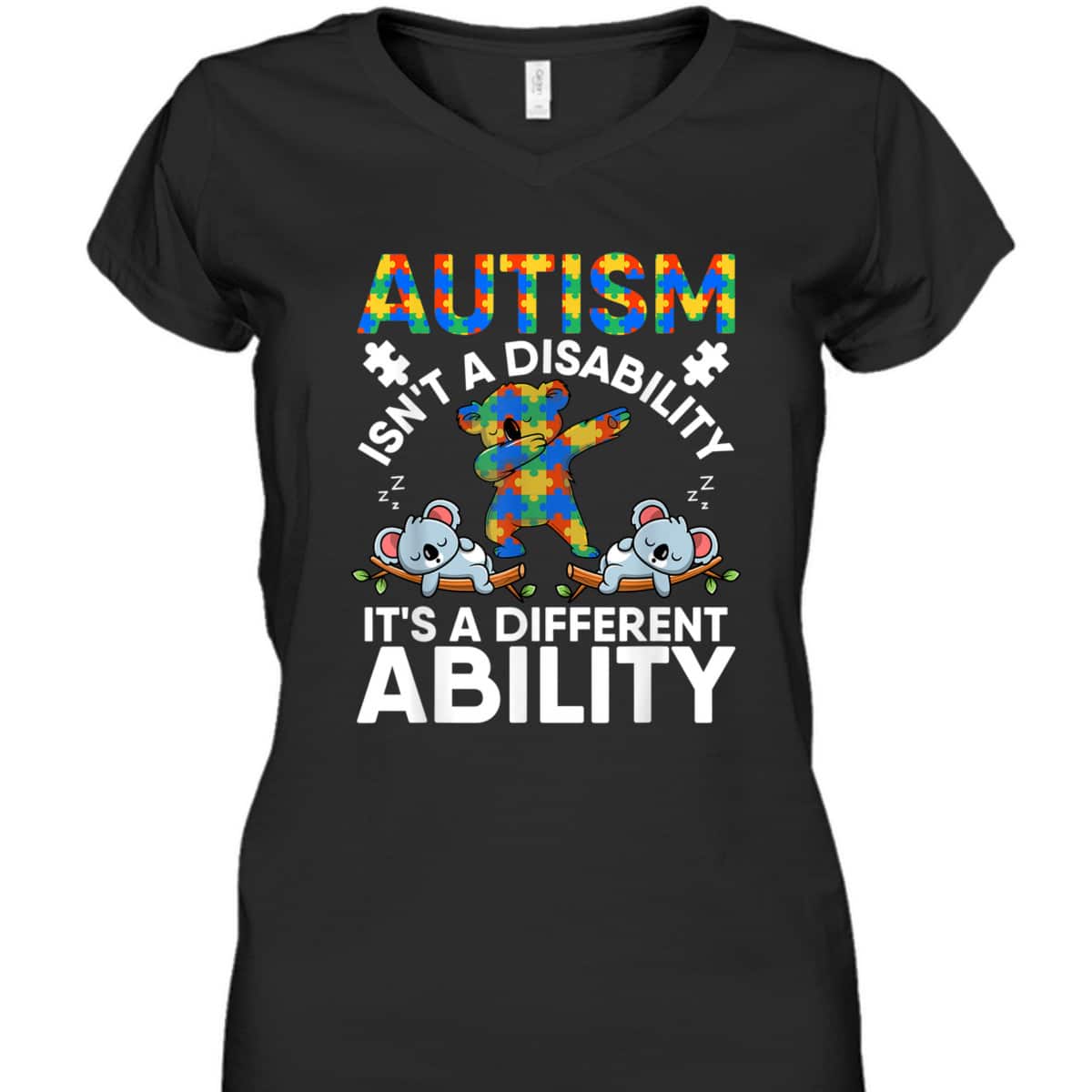 Autism Is Not A Disability Its Different Ability Koala Bear T-Shirt