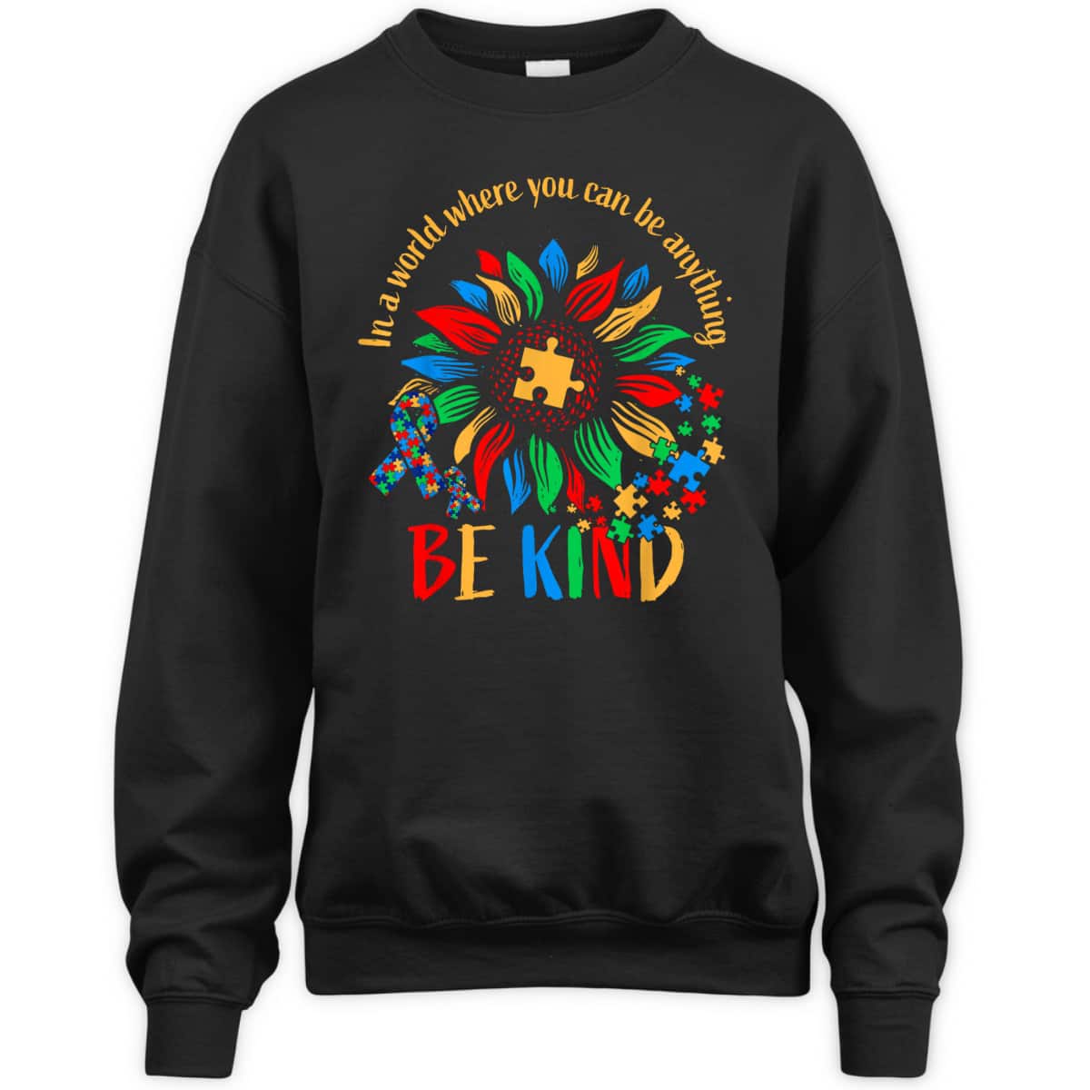 Be Kind Sunflower Autism It's Ok To Be Different Mom Autism T-Shirt