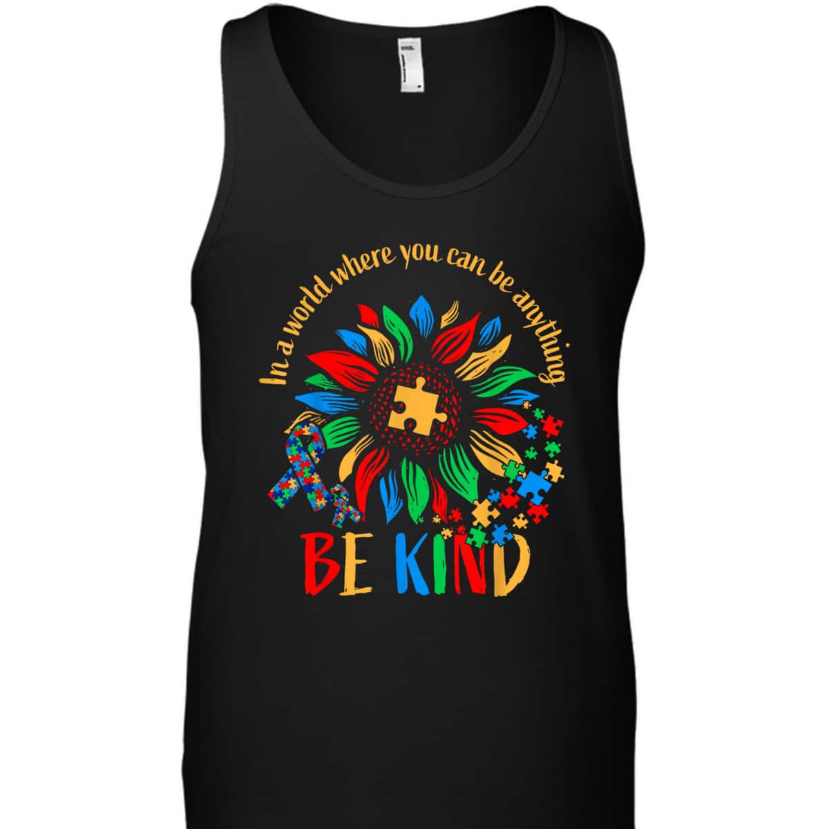 Be Kind Sunflower Autism It's Ok To Be Different Mom Autism T-Shirt