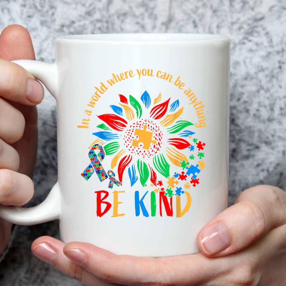 Be Kind Sunflower Autism It's Ok To Be Different Mom Autism T-Shirt