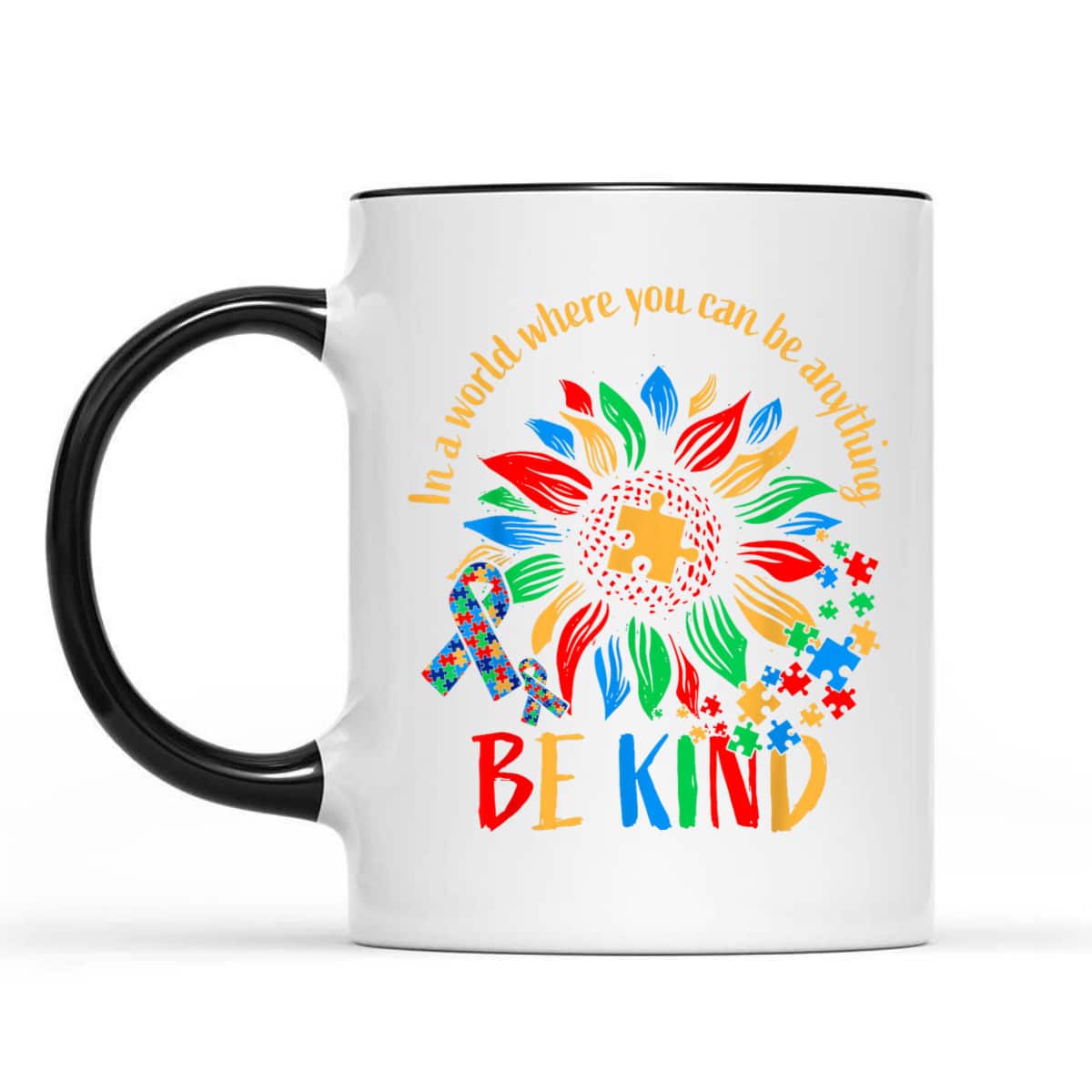 Be Kind Sunflower Autism It's Ok To Be Different Mom Autism T-Shirt