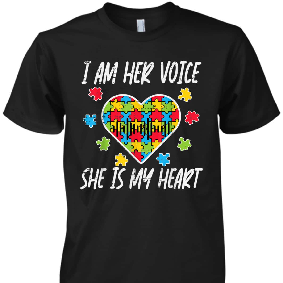 I Am Her Voice She Is My Heart Autism Awareness Mom Dad T-Shirt I Am Her Voice She Is My Heart Autism Awareness Mom Dad T-Shirt